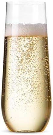 Munfix 48 Pack Stemless Plastic Champagne Flutes Disposable 9 Oz Clear Plastic Toasting Glasses Shatterproof Recyclable and BPA-Free - Image 8