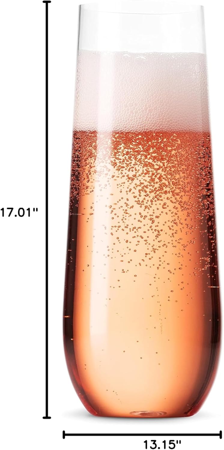 Munfix 48 Pack Stemless Plastic Champagne Flutes Disposable 9 Oz Clear Plastic Toasting Glasses Shatterproof Recyclable and BPA-Free - Image 9